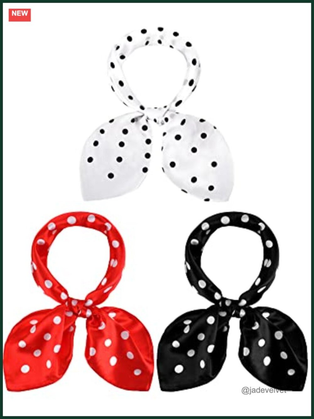 3 Pack Square Scarf Retro Polka Dot Silk Head Scarf for Women Neckerchief Hair
